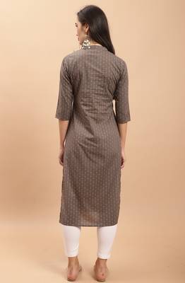 women's grey pure cambric cotton jaipuri printed kurti 2