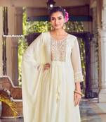 Off white karachi work a line georgette full stitched suits