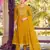 Yellow karachi work a line georgette full stitched suits