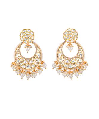 Mosanite kundan polki micron gold earring 2