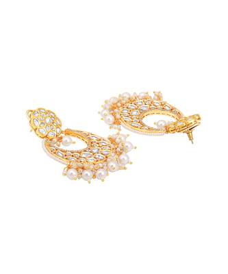 Mosanite kundan polki micron gold earring 3