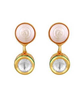 Mother od pearl kundan polki micron gold earring 2