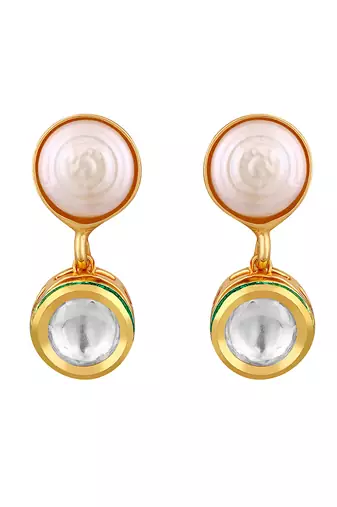 Mother od pearl kundan polki micron gold earring