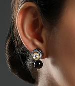 Agate kundan polki micron gold earring