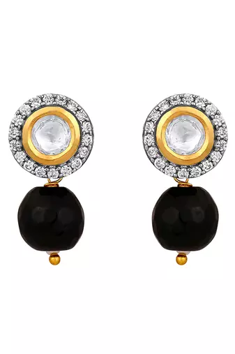 Agate kundan polki micron gold earring