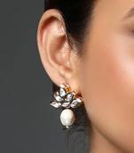 Baroque pearl kundan polki micron gold earring