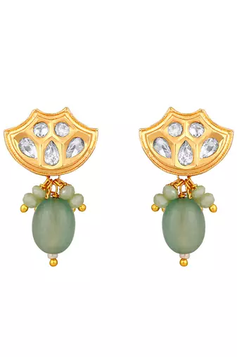 Agate tumble kundan polki micron gold earring