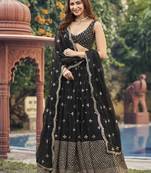 Trendmalls  Black Georgette Embroidery Lehenga Choli with Net Dupatta