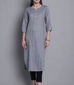 women's grey cotton woven kurti