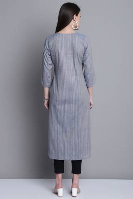 women's grey cotton woven kurti 2