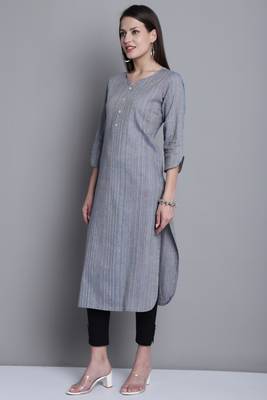 women's grey cotton woven kurti 3
