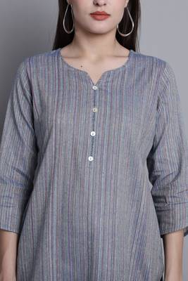women's grey cotton woven kurti 4