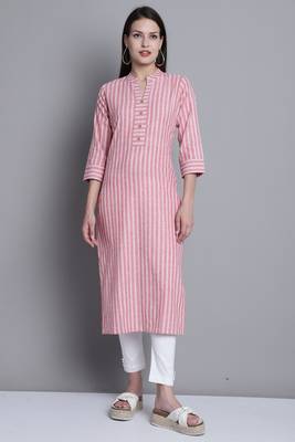 Rajnandini women's dusty pink cotton woven kurti 1