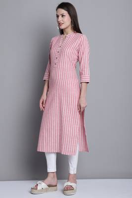 Rajnandini women's dusty pink cotton woven kurti 3