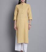 Rajnandini women's yellow cotton woven kurti