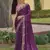 Dark Purple Colour Embroidered Organza Silk Saree