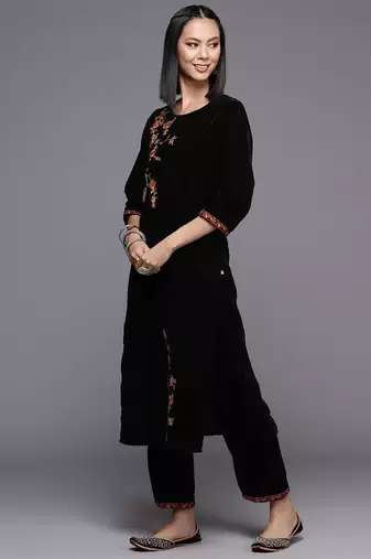 Trendmalls Black Partywear Salwar Suit for Women