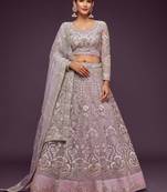 Dusky Orchid Thread Zari Badla And Glitter Dori Embroidered Net Lehenga Choli For Bridal