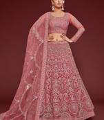Fantasy Rose Thread Zari Badla And Glitter Dori Embroidered Net Party Wear Lehenga Choli