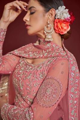 Fantasy Rose Thread Zari Badla And Glitter Dori Embroidered Net Party Wear Lehenga Choli 4