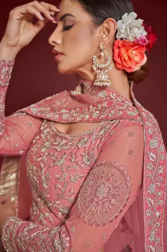 Fantasy Rose Thread Zari Badla And Glitter Dori Embroidered Net Party Wear Lehenga Choli