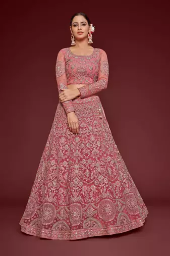 Fantasy Rose Thread Zari Badla And Glitter Dori Embroidered Net Party Wear Lehenga Choli