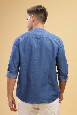 men's atlantic blue short denim kurta 2