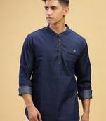men's denimax blue short denim kurta