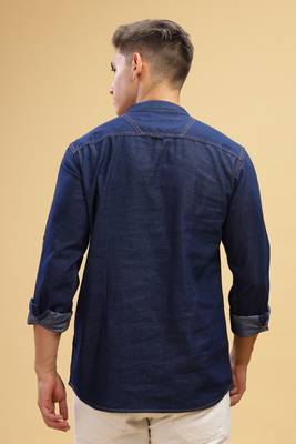 men's denimax blue short denim kurta 2