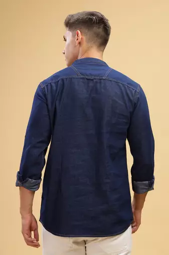 men's denimax blue short denim kurta