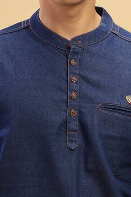 men's denimax blue short denim kurta 5