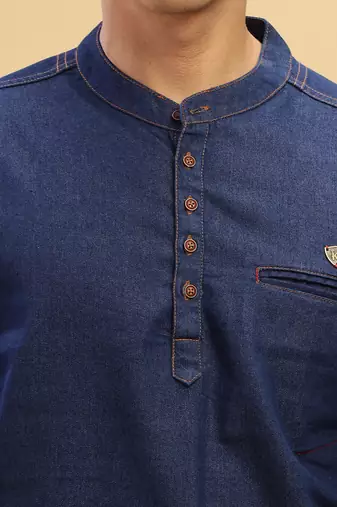 men's denimax blue short denim kurta