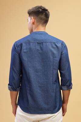 men's true blue short denim kurta 2