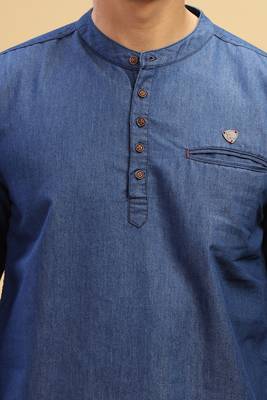 men's true blue short denim kurta 5