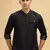 men's black short denim kurta