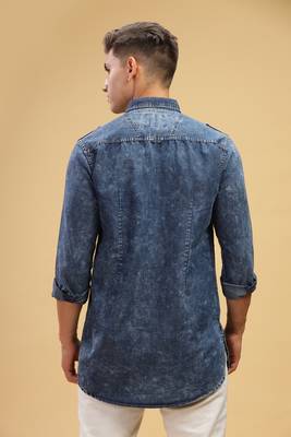 men's black cloud denim short pathani kurta 2