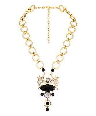 Black quartz micron gold polis brass necklace set 3
