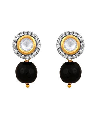 Black quartz micron gold polis brass necklace set 4