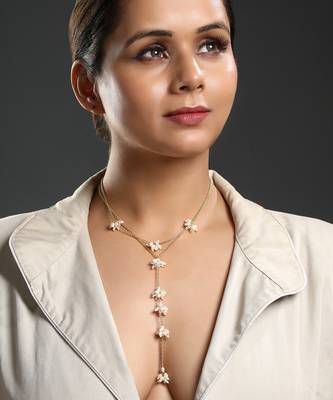 Fresh water pearls micron gold polis brass necklace 1