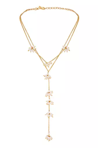 Fresh water pearls micron gold polis brass necklace