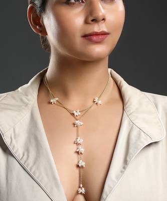 Fresh water pearls micron gold polis brass necklace 4