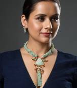 Green quartz, italian crystal micron gold polis brass necklace set