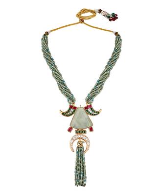 Green quartz, italian crystal micron gold polis brass necklace set 3