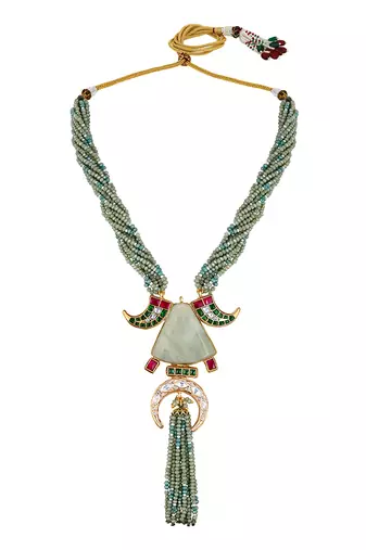 Green quartz, italian crystal micron gold polis brass necklace set