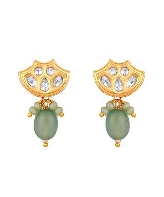 Green quartz, italian crystal micron gold polis brass necklace set 4