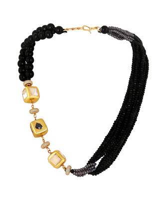 Foiled mother of pearl agates, italian crystal micron gold polis brass necklace set 2