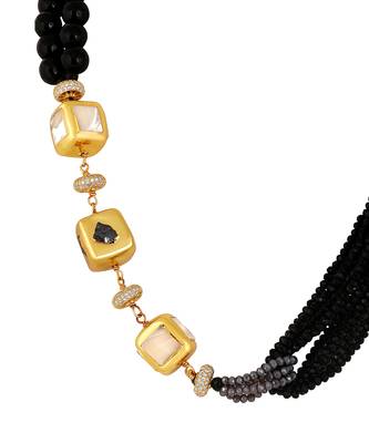 Foiled mother of pearl agates, italian crystal micron gold polis brass necklace set 3