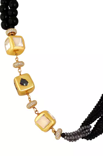 Foiled mother of pearl agates, italian crystal micron gold polis brass necklace set