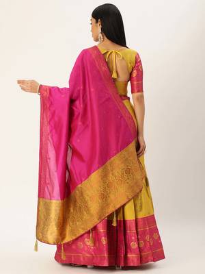 South Indian Traditonal Woven With Zari Work Half Saree 2