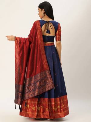 South Indian Traditonal Woven With Zari Work Half Saree 2